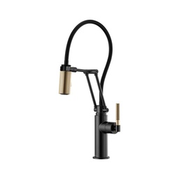 [BRI-63243LF-BLGL] Brizo 63243LF Litze Articulating Knurled Handle Faucet Matte Black Luxe Gold