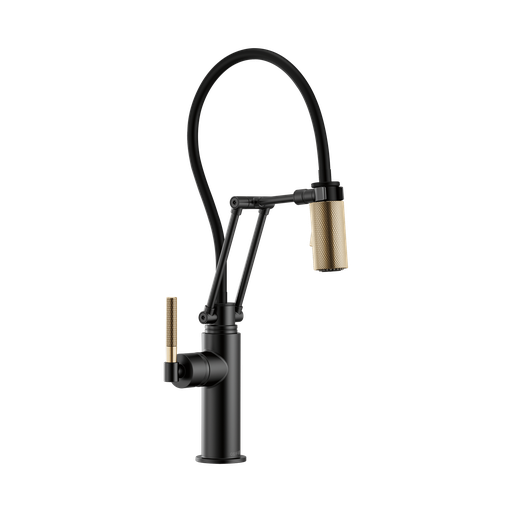 [BRI-63243LF-BLGL] Brizo 63243LF-BLGL Litze Articulating Knurled Handle Faucet Matte Black Luxe Gold