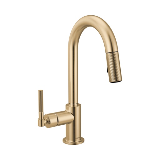 [BRI-63943LF-GL] Brizo 63943LF-GL Litze Pull-Down Prep Faucet With Arc Spout Knurled Handle Brilliance Luxe Gold