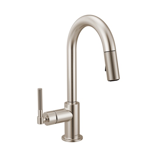 [BRI-63943LF-SS] Brizo 63943LF-SS Litze Pull-Down Prep Faucet With Arc Spout Knurled Handle Brilliance Stainless