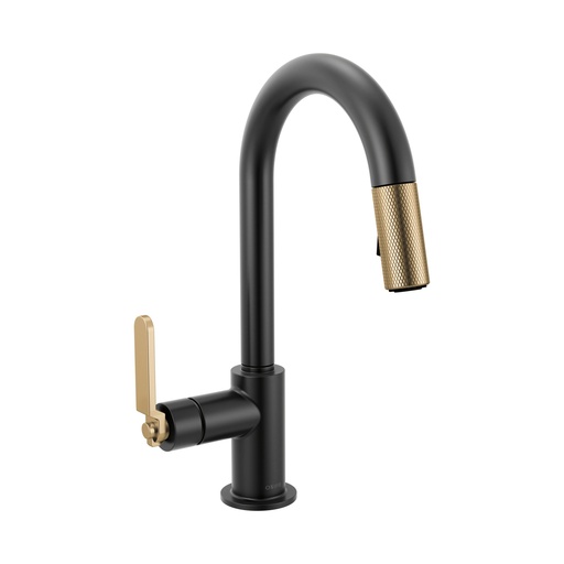 [BRI-63944LF-BLGL] Brizo 63944LF-BLGL Litze Pull-Down Prep Faucet Industrial Handle Matte Black Luxe Gold