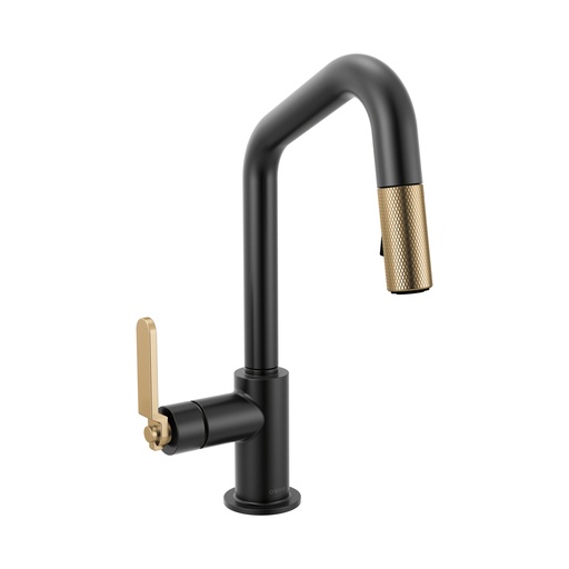 [BRI-63964LF-BLGL] Brizo 63964LF-BLGL Litze Pull-Down Prep Faucet With Angle Spout Matte Black Luxe Gold