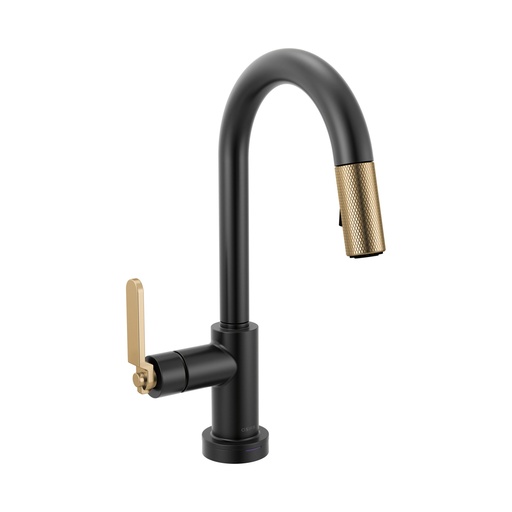 [BRI-64944LF-BLGL] Brizo 64944LF-BLGL Litze Smarttouch Pull-Down Prep Faucet Industrial Handle Matte Black Luxe Gold