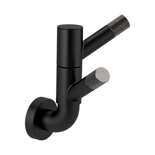 [BRI-693537-BLSL] Brizo 693537-BLSL Litze Rotating Double Robe Hook With Knurling Matte Black Brilliance Luxe Steel