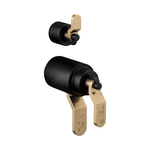 [BRI-HL7534-BLGL] Brizo HL7534-BLGL Litze Thermostatic Valve With Diverter Trim Handle Kit Matte Black Brilliance Luxe Gold
