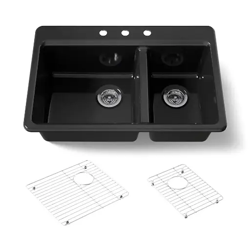 [KOH-8669-3A1-7] Kohler 8669-3A1-7 Riverby 33" Top Mount Double Bowl Kitchen Sink Black