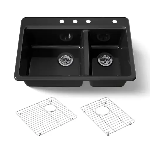[KOH-8669-4A1-7] Kohler 8669-4A1-7 Riverby 33" Top Mount Double Bowl Kitchen Sink Black
