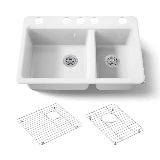 [KOH-8669-5UA1-0] Kohler 8669-5UA1-0 Riverby 33" Undermount Double Bowl Kitchen Sink White