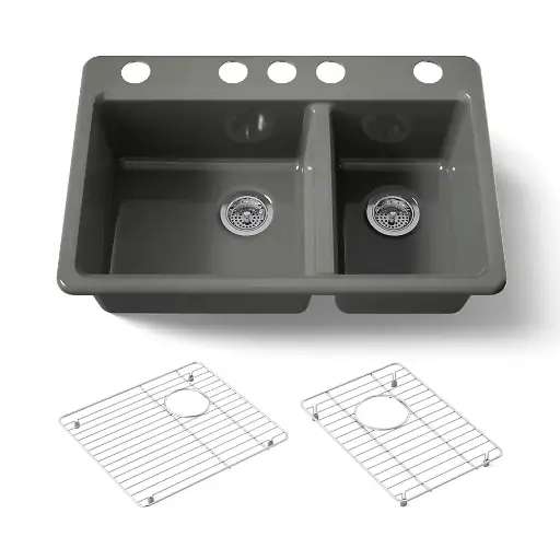 [KOH-8669-5UA1-58] Kohler 8669-5UA1-58 Riverby 33" Undermount Double Bowl Kitchen Sink Thunder Grey