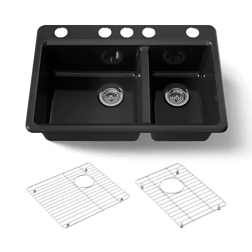 [KOH-8669-5UA1-7] Kohler 8669-5UA1-7 Riverby 33" Undermount Double Bowl Kitchen Sink Black