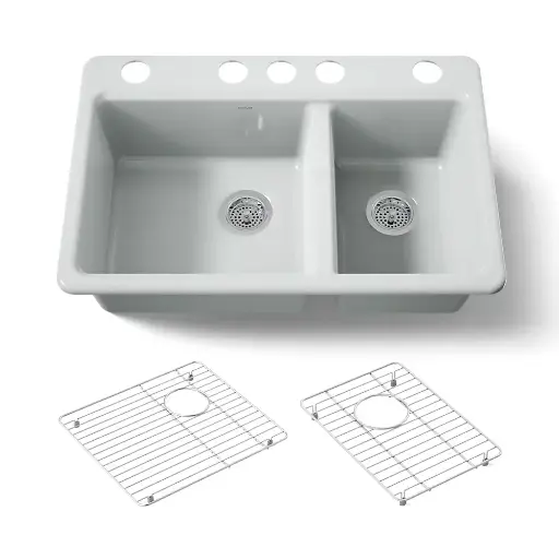 [KOH-8669-5UA1-95] Kohler 8669-5UA1-95 Riverby 33" Undermount Double Bowl Kitchen Sink Ice Grey