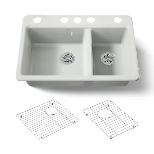 [KOH-8669-5UA1-FF] Kohler 8669-5UA1-FF Riverby 33" Undermount Double Bowl Kitchen Sink Sea Salt