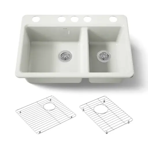 [KOH-8669-5UA1-NY] Kohler 8669-5UA1-NY Riverby 33" Undermount Double Bowl Kitchen Sink Dune