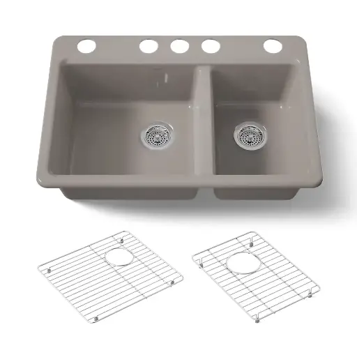 [KOH-8669-5UA1-TRF] Kohler 8669-5UA1-TRF Riverby 33" Undermount Double Bowl Kitchen Sink Truffle