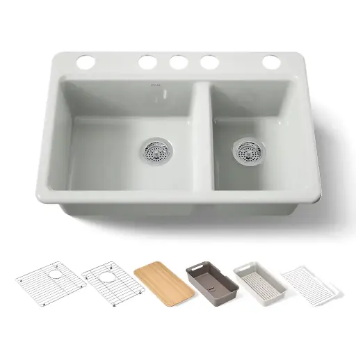 [KOH-8669-5UPC-FF] Kohler 8669-5UPC-FF Riverby 33" Undermount Workstation Kitchen Sink Sea Salt