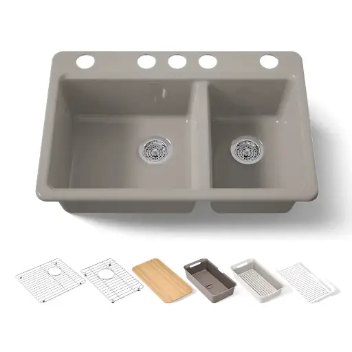 [KOH-8669-5UPC-TRF] Kohler 8669-5UPC-TRF Riverby 33" Undermount Workstation Kitchen Sink Truffle