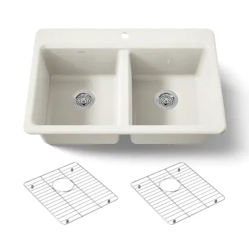 [KOH-8679-1A1-96] Kohler 8679-1A1-96 Riverby 33" Top Mount Double Bowl Kitchen Sink Biscuit