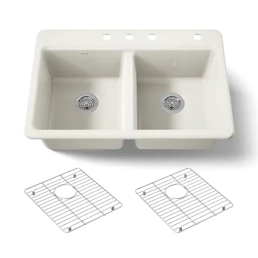 [KOH-8679-4A1-96] Kohler 8679-4A1-96 Riverby 33" Top Mount Double Bowl Kitchen Sink Biscuit