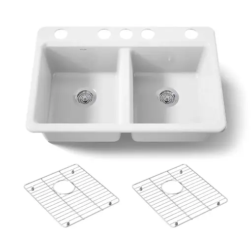 [KOH-8679-5UA1-0] Kohler 8679-5UA1-0 Riverby 33" Undermount Double Bowl Kitchen Sink White