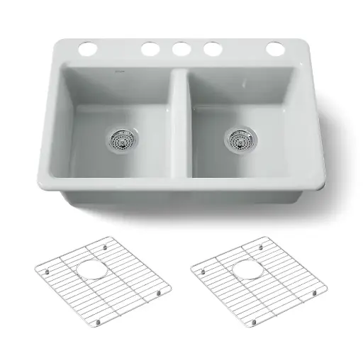 [KOH-8679-5UA1-95] Kohler 8679-5UA1-95 Riverby 33" Undermount Double Bowl Kitchen Sink Ice Grey