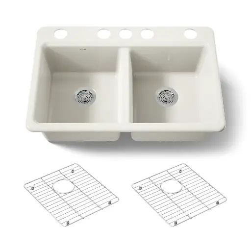 [KOH-8679-5UA1-96] Kohler 8679-5UA1-96 Riverby 33" Undermount Double Bowl Kitchen Sink Biscuit
