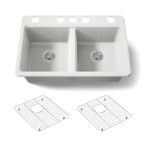 [KOH-8679-5UA1-FF] Kohler 8679-5UA1-FF Riverby 33" Undermount Double Bowl Kitchen Sink Sea Salt