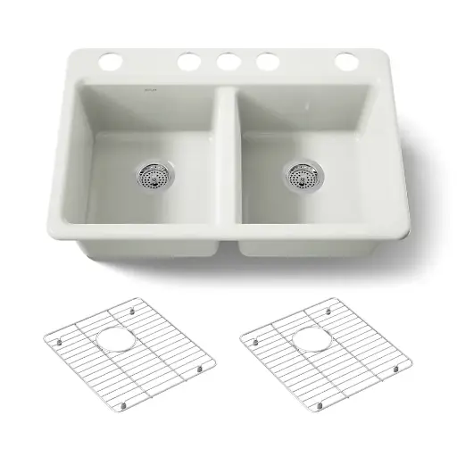 [KOH-8679-5UA1-NY] Kohler 8679-5UA1-NY Riverby 33" Undermount Double Bowl Kitchen Sink Dune