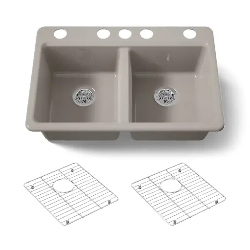 [KOH-8679-5UA1-TRF] Kohler 8679-5UA1-TRF Riverby 33" Undermount Double Bowl Kitchen Sink Truffle