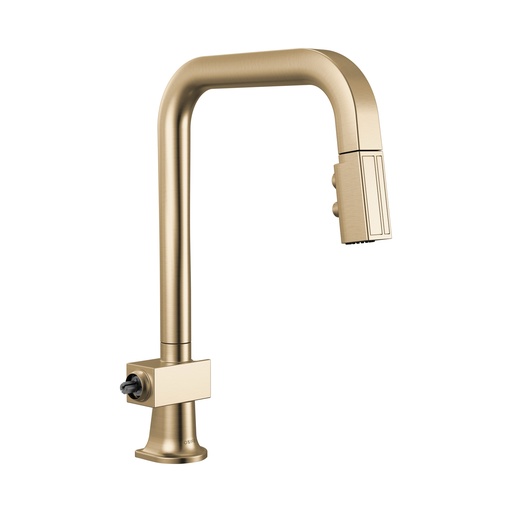 [BRI-63023LF-GLLHP] Brizo 63023LF-GLLHP Pull-Down Faucet With Square Spout Less Handle Brilliance Luxe Gold