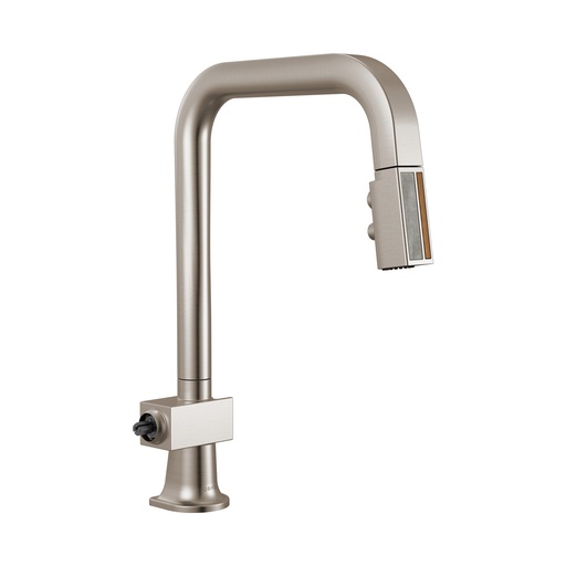 [BRI-63023LF-SSWDLHP] Brizo 63023LF-SSWDLHP Pull-Down Faucet With Square Spout Less Handle Brilliance Stainless Wood
