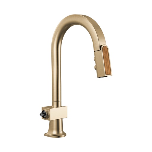 [BRI-63922LF-GLWDLHP] Brizo 63922LF-GLWDLHP Pull-Down Prep Faucet With Arc Spout Less Handle Brilliance Luxe Gold Wood