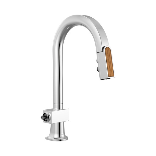 [BRI-63922LF-PCWDLHP] Brizo 63922LF-PCWDLHP Pull-Down Prep Faucet With Arc Spout Less Handle Polished Chrome Wood