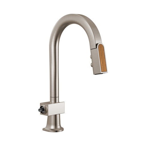 [BRI-63922LF-SSWDLHP] Brizo 63922LF-SSWDLHP Pull-Down Prep Faucet With Arc Spout Less Handle Brilliance Stainless Wood