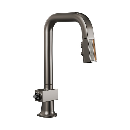 [BRI-63923LF-BNXWDLHP] Brizo 63923LF-BNXWDLHP Pull-Down Prep Faucet With Square Spout Less Handle Brilliance Black Onyx Wood