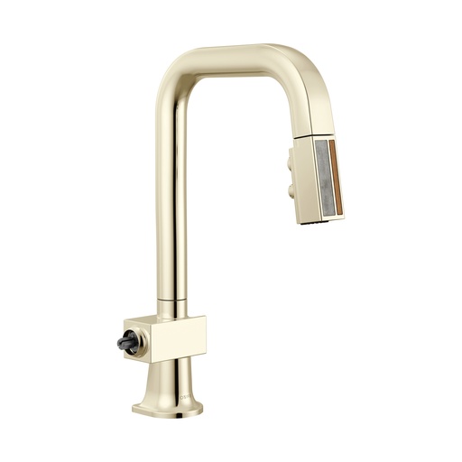 [BRI-63923LF-PNWDLHP] Brizo 63923LF-PNWDLHP Pull-Down Prep Faucet With Square Spout Less Handle Brilliance Polished Nickel Wood