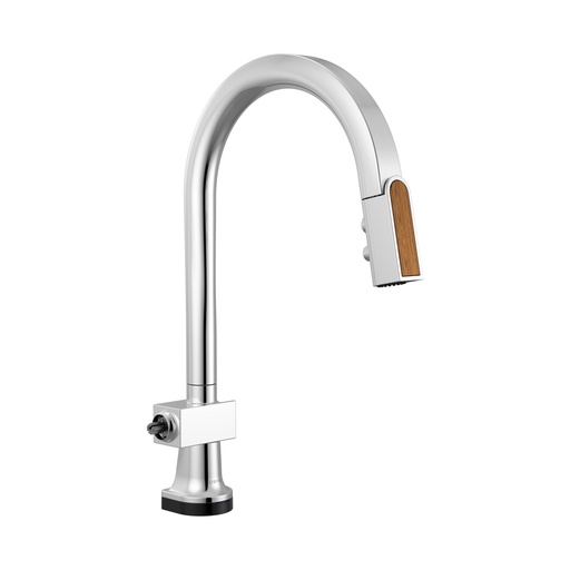 [BRI-64022LF-PCWDLHP] Brizo 64022LF-PCWDLHP Smarttouch Pull-Down Faucet With Arc Spout Less Handle Polished Chrome Wood