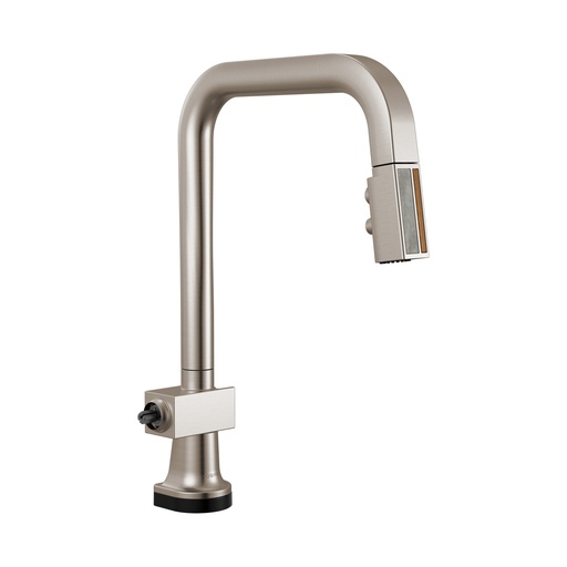 [BRI-64023LF-SSWDLHP] Brizo 64023LF-SSWDLHP Smarttouch Pull-Down Faucet With Square Spout Wood Concrete Wand Less Handle Brilliance Stainless Wood
