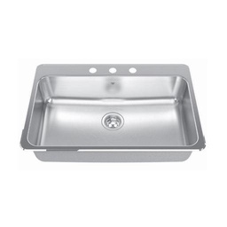 [KIN-QSLA2031-8-3] Kindred QSLA2031/8 31 x 20 Single Bowl Stainless Steel Drop In Sink 3 Holes