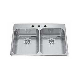 [KIN-QDLA2233-8-3] Kindred QDLA2233/8 33 x 22 Double Bowl Drop In Sink 3 Holes