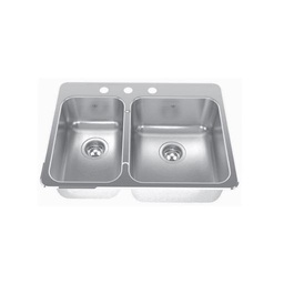 [KIN-QCLA2027R-8-3] Kindred QCLA2027R/8 27 x 20 Double Bowl Kitchen Sink 3 Holes