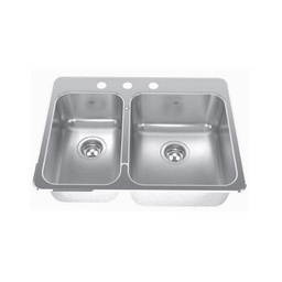 [KIN-QCLA2027L-8-1] Kindred QCLA2027L/8 27 x 20 Doouble Bowl Kitchen Sink 1 Hole