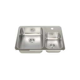 [KIN-QCMA1826-7-1] Kindred QCMA1826/7 26 x 18 Double Bowl Drop In Sink 1 Hole