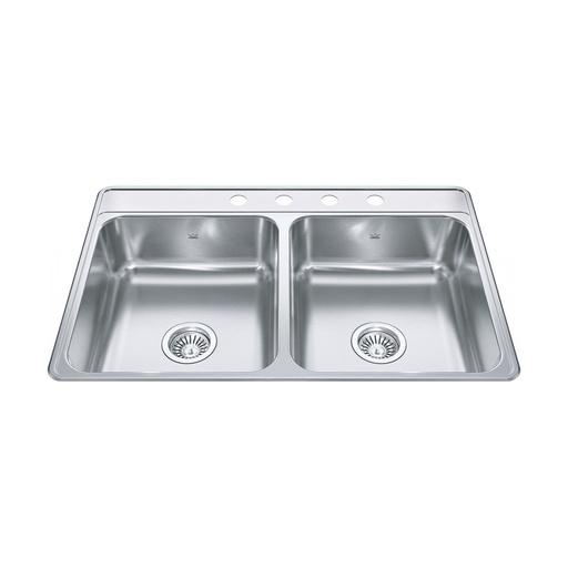 [KIN-CDLA3322-7-4] Kindred CDLA3322-7-4 Creemore Double Bowl Stainless Steel Kitchen Sink