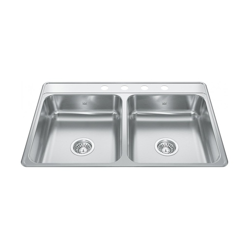 [KIN-CDLA3322-6-4] Kindred CDLA3322-6-4 Creemore Drop In Double Bowl Stainless Steel Kitchen Sink