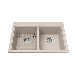 [KIN-KGDL2031-8CH] Kindred KGDL2031-8CH Granite Drop-In Double Sink Champagne 1 Hole Includes Grid