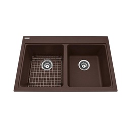 [KIN-KGDL2031-8ES] Kindred KGDL2031-8ES Granite Drop-In Double Sink Espresso 1 Hole Includes Grid
