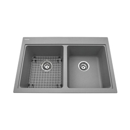 [KIN-KGDL2031-8SG] Kindred KGDL2031-8SG Granite Drop-In Double Sink Shadow Grey 1 Hole Includes Grid