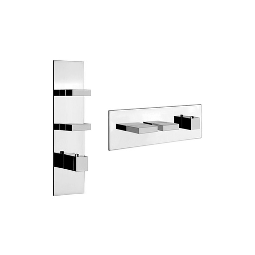 [GES-39712#031] Gessi 39712 Rettangolo Thermostatic Trim With Two Volume Controls Chrome