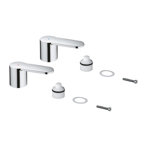 [GRO-48309000] Grohe 48309000 Eurostyle Cosmop Pair Of Handles Bl/Red Chrome