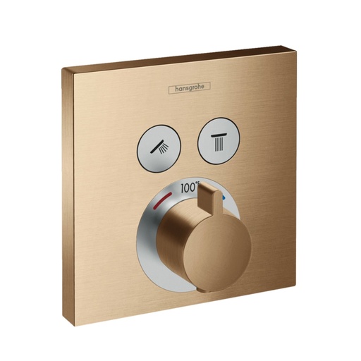 [HAN-15763141] Hansgrohe 15763141 Hg Showerselect E Thermostatic Trim 2 Function, Square Brushed Bronze